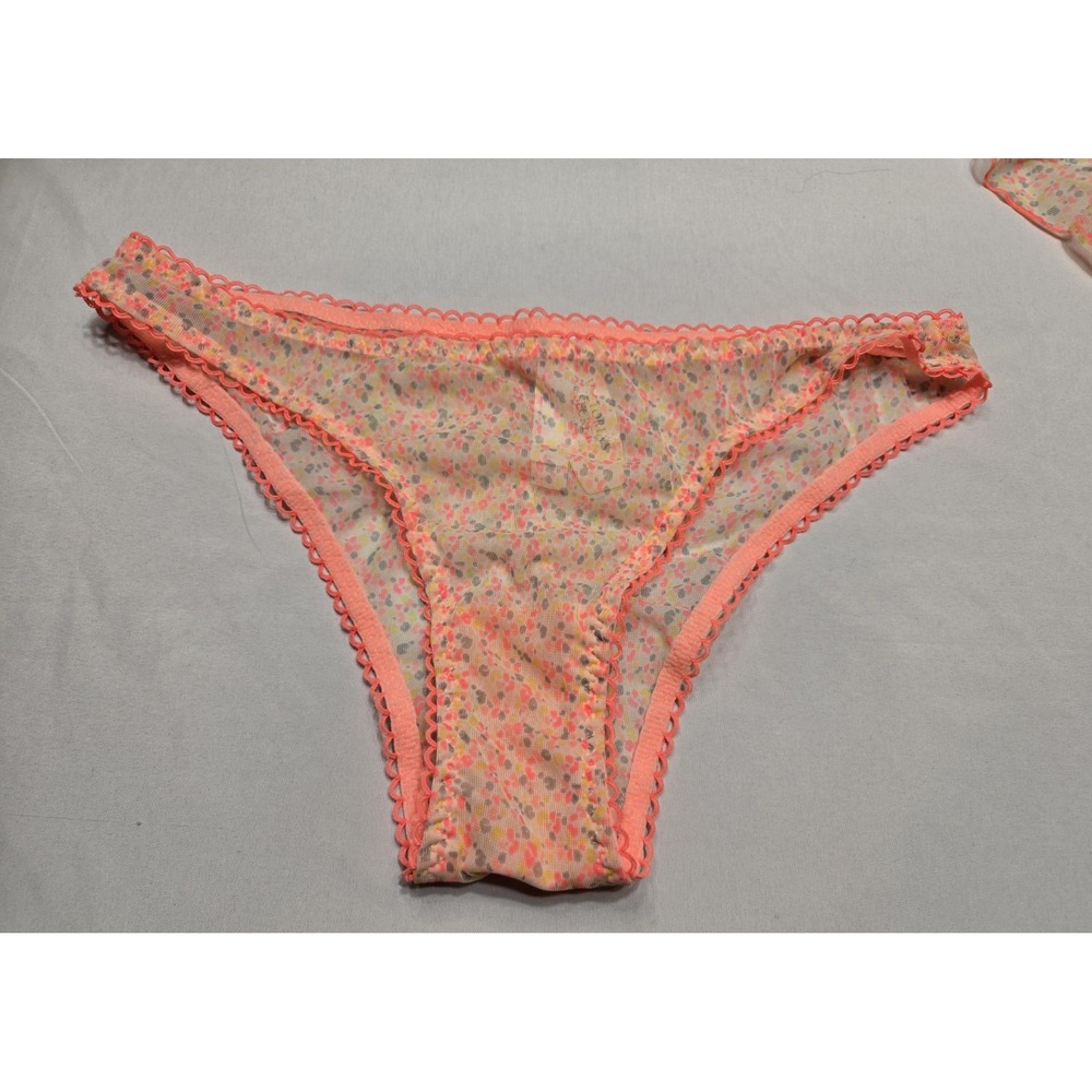 NWT Victoria's Secret Ditsy Floral Sheer Bright Lingerie Set Sz Small Adj Straps - Picture 3 of 10